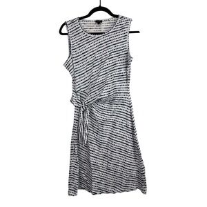 Talbots Blue White Stripe Dotted Side Tie Sheath Cotton Dress Size Small Coastal